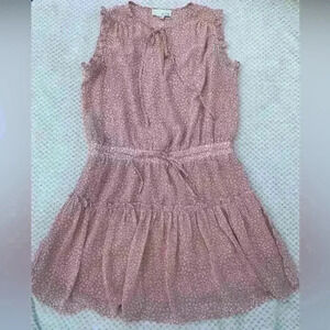 Pinch pink tiered tied sleeveless cheetah print dress sz L summer cowgirlcore